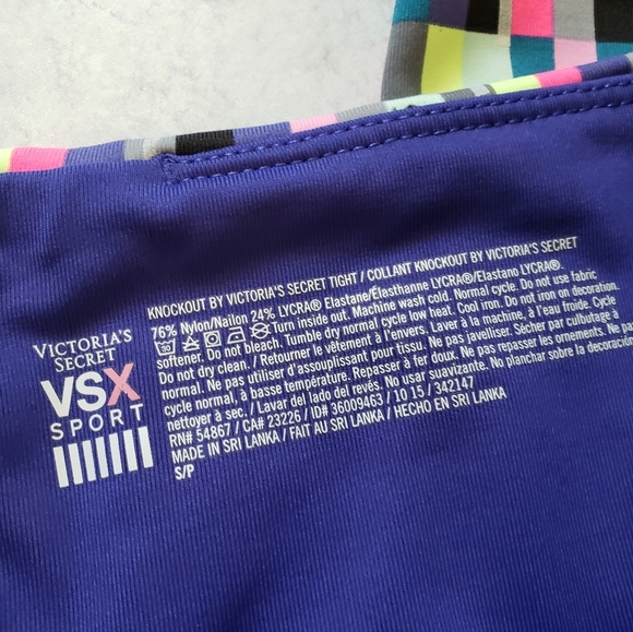 Victoria Secret Knockout Tight Legging Neon Pink Green Purple Sz Small - Picture 4 of 5